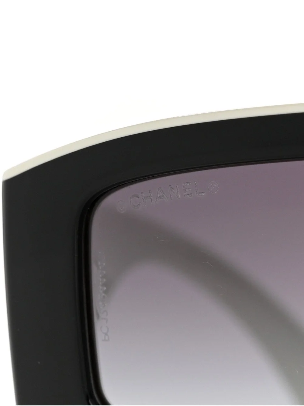 CHANEL Acetate cat Eyes Sunglasses BLACK/White with Dark Gray Lenses